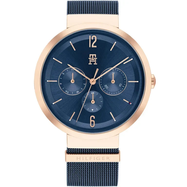 Tommy Hilfiger Lidia 1782541 40mm Women's Multi-Function Watch – Blue Sunray & Blue Stainless Steel Mesh Bracelet