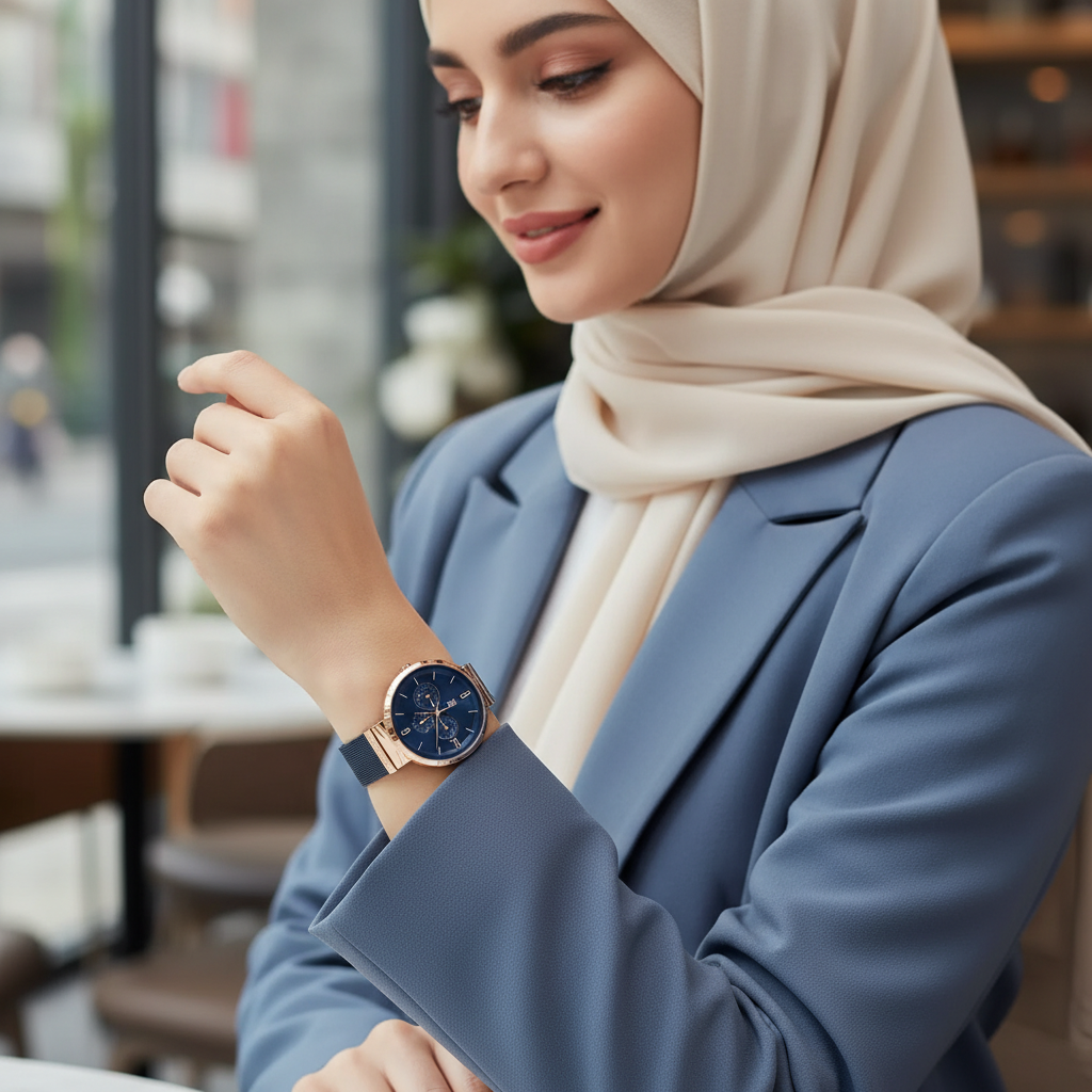 Tommy Hilfiger Lidia 1782541 40mm Women's Multi-Function Watch – Blue Sunray & Blue Stainless Steel Mesh Bracelet