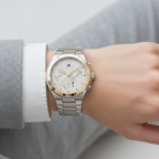 Tommy Hilfiger Tea 1782573 35mm Women's Multi-Function Watch – Silver Wavy & Two-Tone Stainless Steel Bracelet