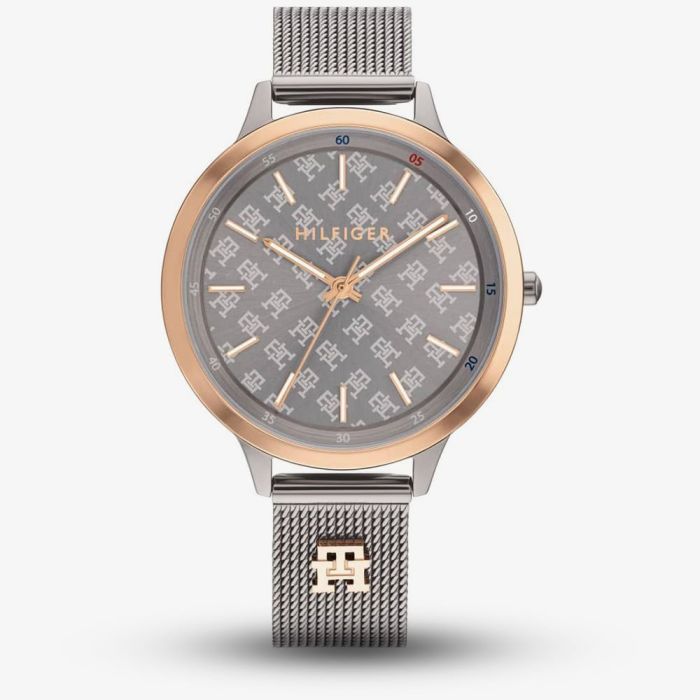 Tommy Hilfiger Tea 1782587 Women's Quartz Watch – Grey & Gunmetal Stainless Steel Mesh Bracelet
