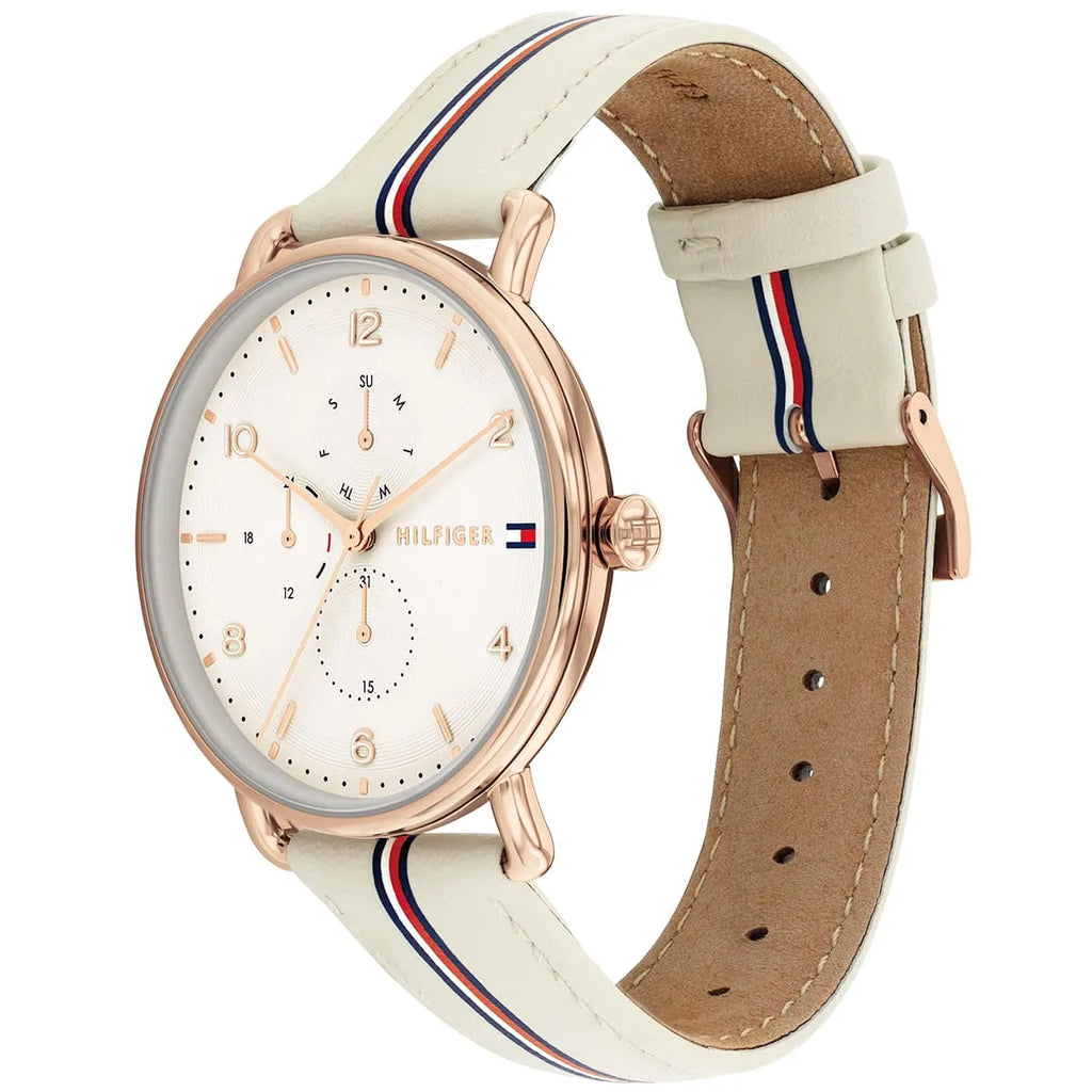 Tommy Hilfiger Lily 1782659 38mm Women's Multi-Function Watch – Beige & Beige Genuine Leather Strap