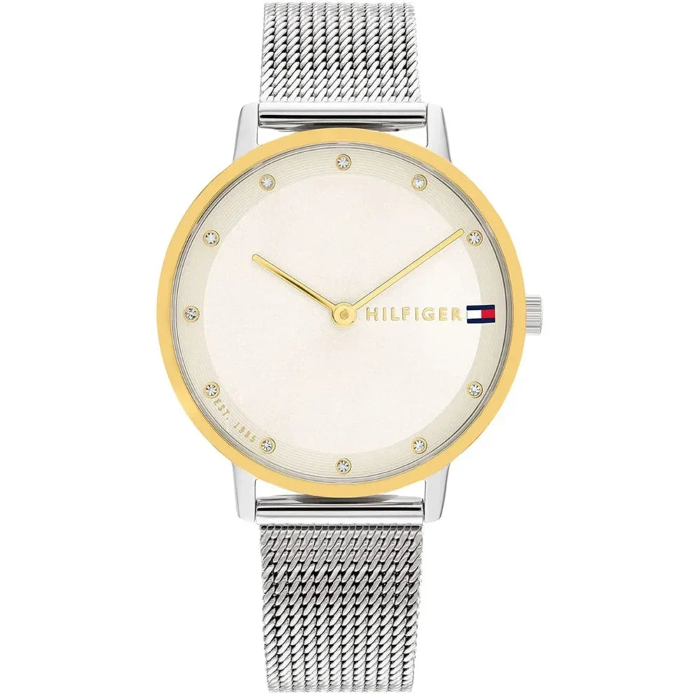 Tommy Hilfiger Pippa 1782667 35mm Women's Quartz Watch – White Sunray & Silver Stainless Steel Mesh Bracelet
