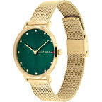 Tommy Hilfiger Pippa 1782668 35mm Women's Quartz Watch – Green Sunray & Gold Stainless Steel Mesh Bracelet