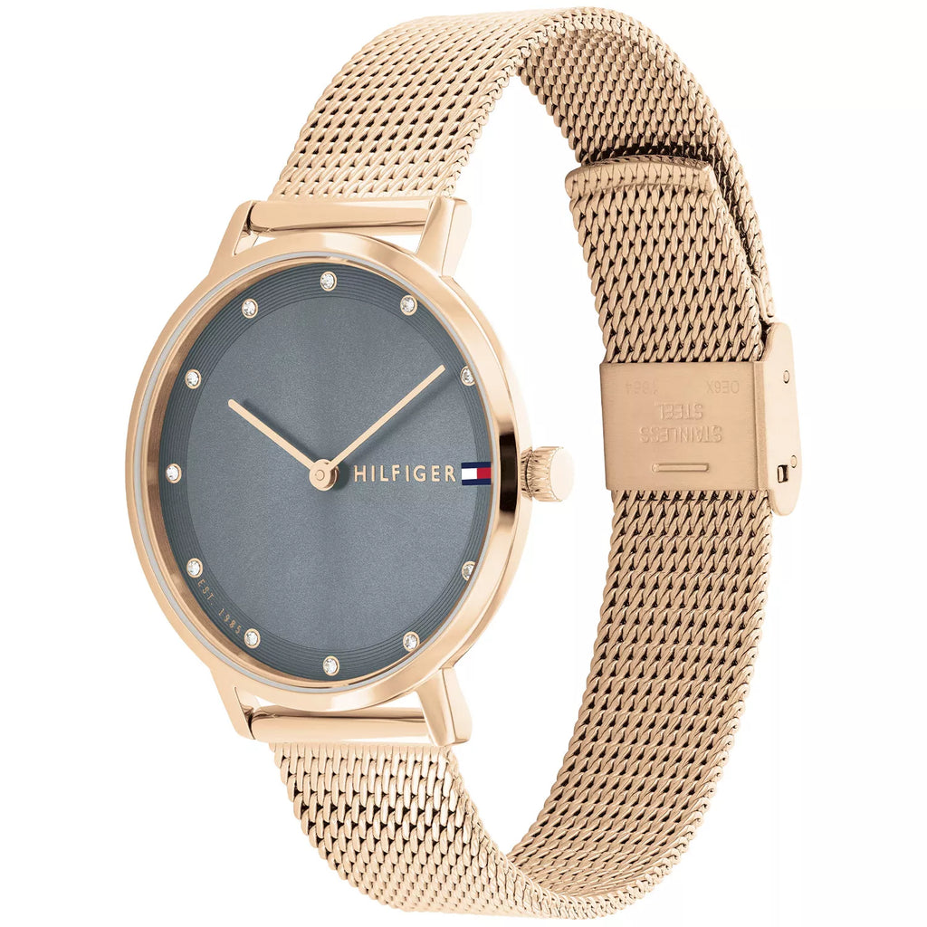 Tommy Hilfiger Pippa 1782669 35mm Women's Quartz Watch – Grey Sunray & Rose Gold Stainless Steel Mesh Bracelet