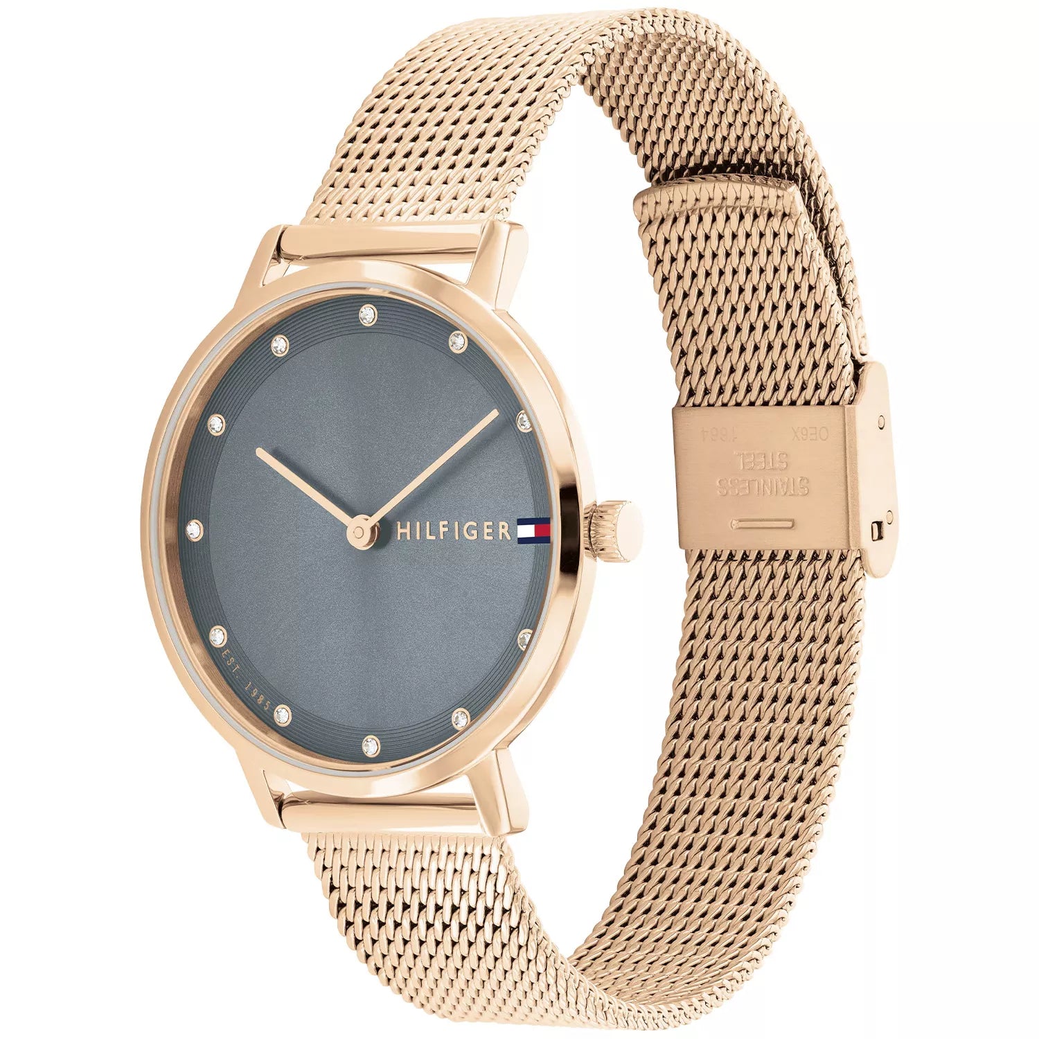 Tommy Hilfiger Pippa 1782669 35mm Women's Quartz Watch – Grey Sunray & Rose Gold Stainless Steel Mesh Bracelet