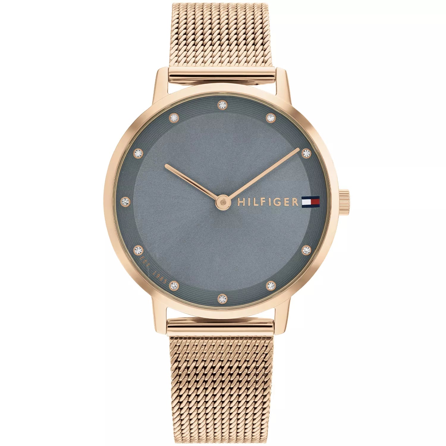 Tommy Hilfiger Pippa 1782669 35mm Women's Quartz Watch – Grey Sunray & Rose Gold Stainless Steel Mesh Bracelet