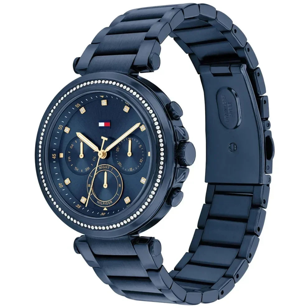 Tommy Hilfiger Emily 1782704 38mm Women's Multi-Function Watch – Navy Sunray & Navy Blue Stainless Steel Bracelet