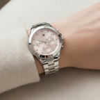 Tommy Hilfiger Mellie 1782706 40mm Women's Multi-Function Watch – Pink Sunray & Silver Stainless Steel Bracelet