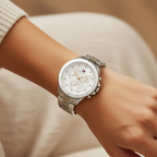Tommy Hilfiger Mellie 1782707 40mm Women's Multi-Function Watch – White Sunray & Silver Stainless Steel Bracelet