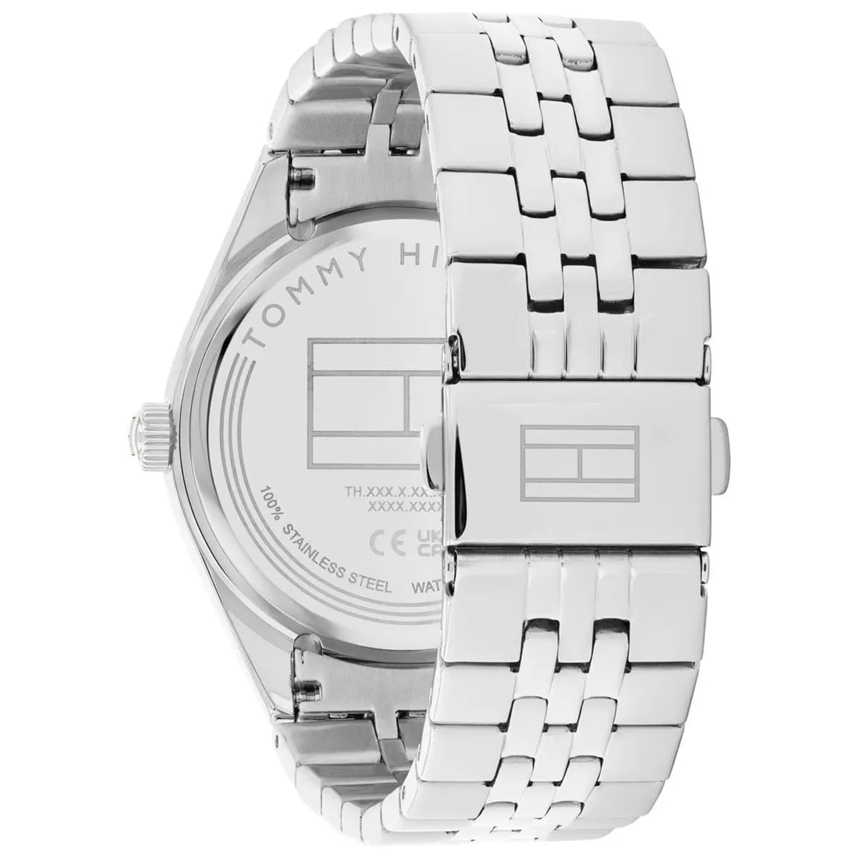 Tommy Hilfiger Monica 1782714 38mm Women's Multi-Function Watch – Light Blue Semi-Skeleton & Silver Stainless Steel Bracelet