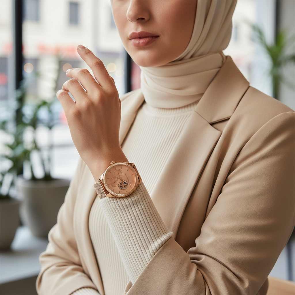 Tommy Hilfiger Monica 1782715 Women's Multi-Function Watch – Rose Gold Semi-Skeleton & Rose Gold Rubber Strap