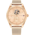 Tommy Hilfiger Monica 1782715 Women's Multi-Function Watch – Rose Gold Semi-Skeleton & Rose Gold Rubber Strap