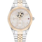 Tommy Hilfiger Monica 1782716 Women's Multi-Function Watch – Grey Semi-Skeleton & Two-Tone Stainless Steel Bracelet