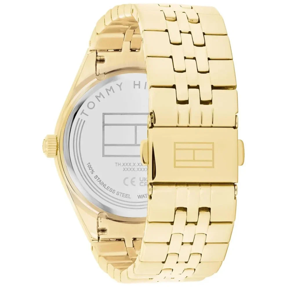 Tommy Hilfiger Monica 1782717 Women's Multi-Function Watch – Black Semi-Skeleton & Gold Stainless Steel Bracelet