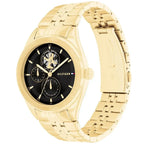 Tommy Hilfiger Monica 1782717 Women's Multi-Function Watch – Black Semi-Skeleton & Gold Stainless Steel Bracelet