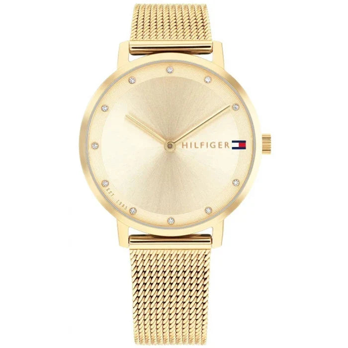 Tommy Hilfiger Pippa 1782728 35mm Women's Quartz Watch – Gold Sunray & Gold Stainless Steel Mesh Bracelet