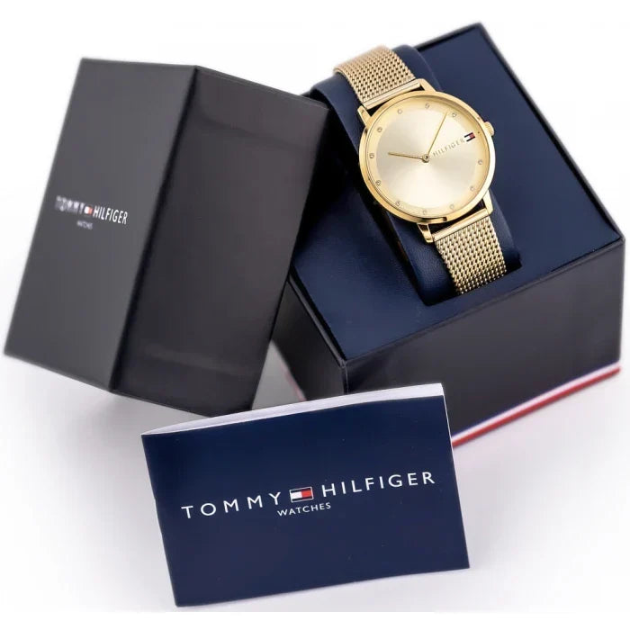 Tommy Hilfiger Pippa 1782728 35mm Women's Quartz Watch – Gold Sunray & Gold Stainless Steel Mesh Bracelet