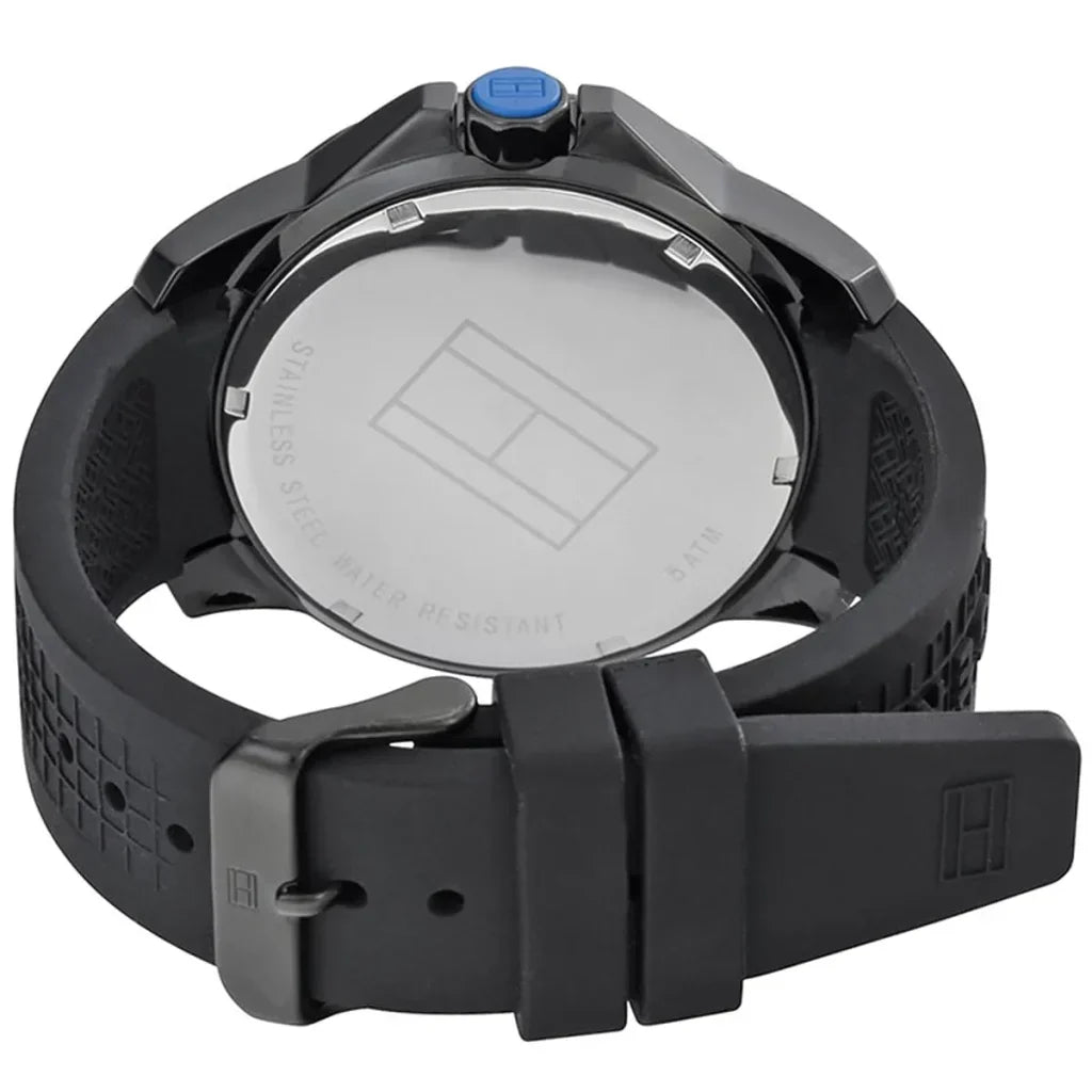 Tommy Hilfiger Cole 1790983 46mm Men's Multi-Function Watch – Black & Black Silicone Strap