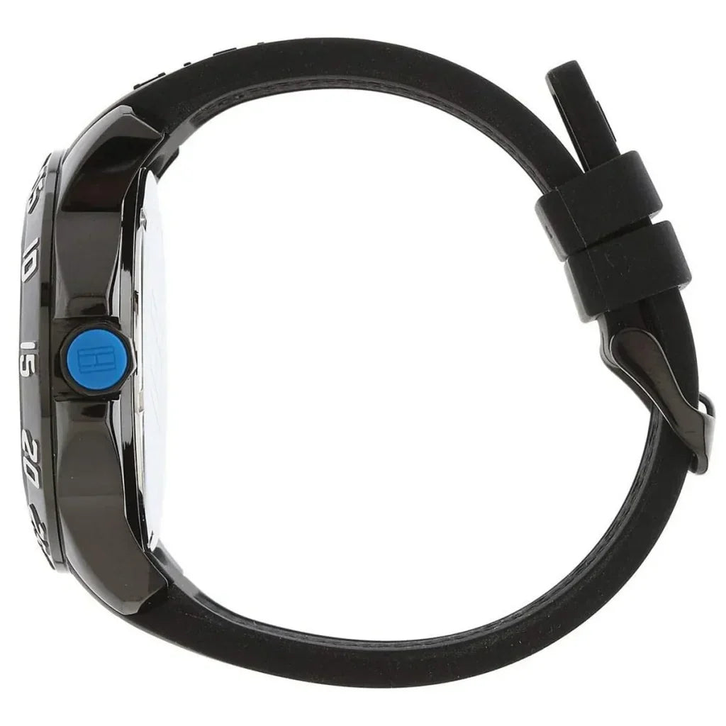 Tommy Hilfiger Cole 1790983 46mm Men's Multi-Function Watch – Black & Black Silicone Strap
