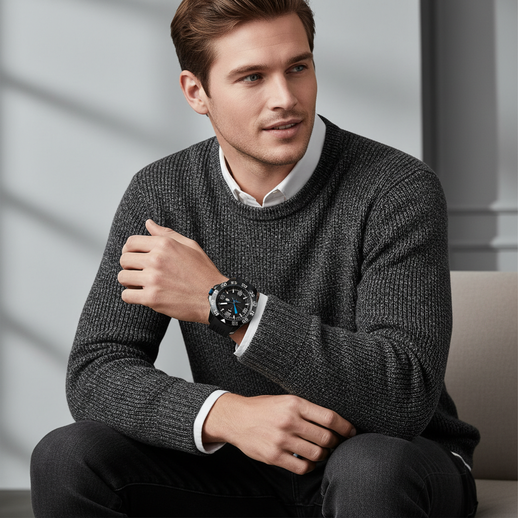 Tommy Hilfiger Cole 1790983 46mm Men's Multi-Function Watch – Black & Black Silicone Strap