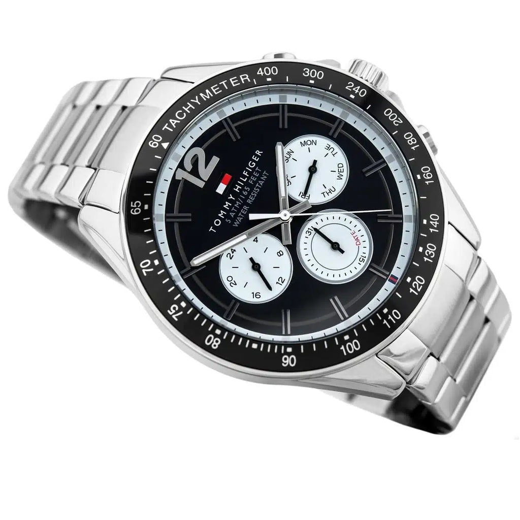 Tommy Hilfiger Luke 1791120 47mm Men's Multi-Function Watch – Black & Silver Stainless Steel Bracelet