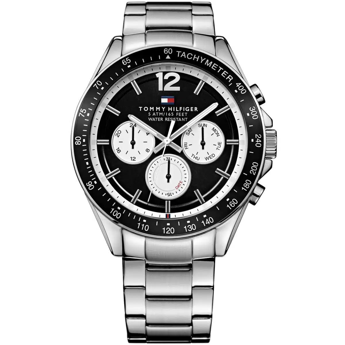 Tommy Hilfiger Luke 1791120 47mm Men's Multi-Function Watch – Black & Silver Stainless Steel Bracelet