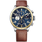 Tommy Hilfiger Trent 1791137 46mm Men's Multi-Function Watch – Blue & Brown Genuine Leather Strap