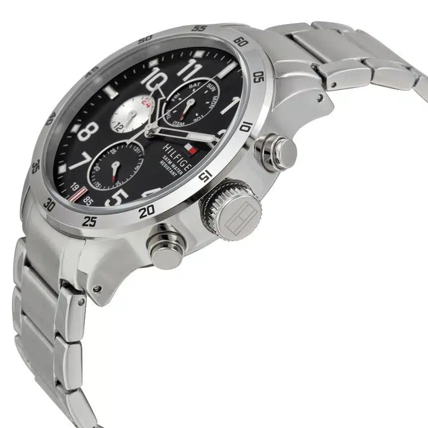 Tommy Hilfiger Trent 1791141 46mm Men's Multi-Function Watch – Black & Silver Stainless Steel Bracelet