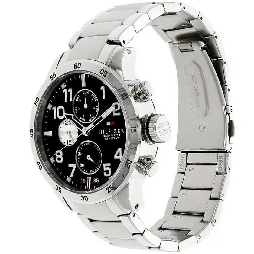Tommy Hilfiger Trent 1791141 46mm Men's Multi-Function Watch – Black & Silver Stainless Steel Bracelet