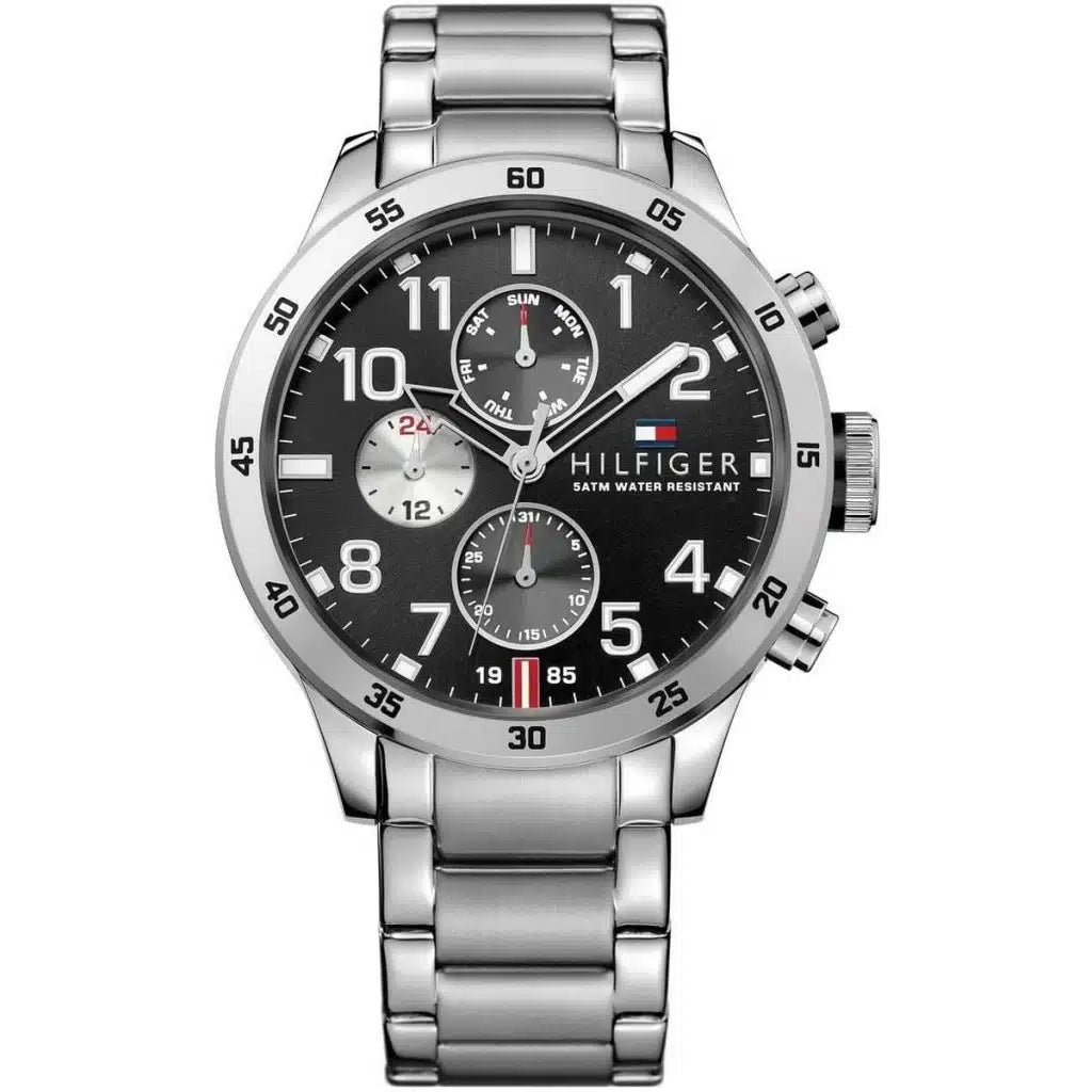 Tommy Hilfiger Trent 1791141 46mm Men's Multi-Function Watch – Black & Silver Stainless Steel Bracelet