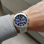 Tommy Hilfiger Hudson 1791228 44mm Men's Multi-Function Watch – Blue & Silver Stainless Steel Bracelet