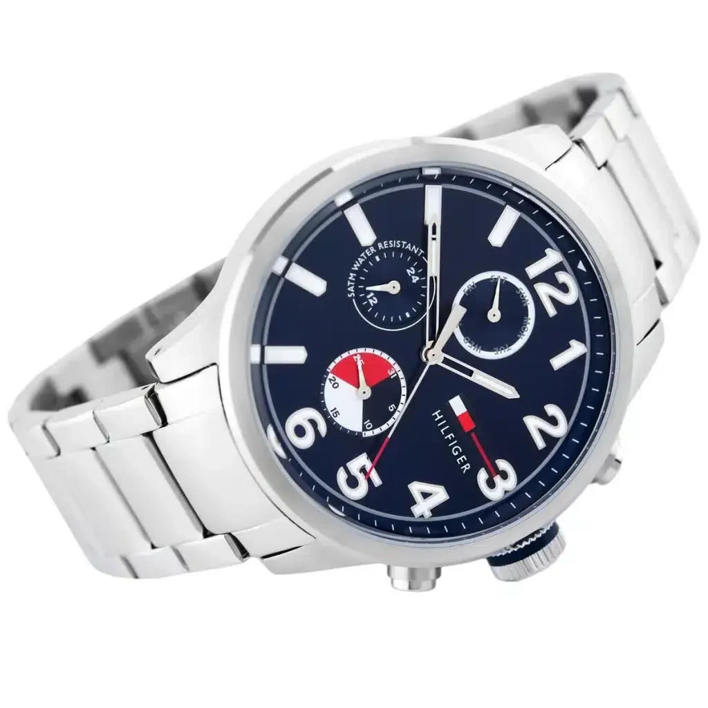 Tommy Hilfiger Jackson 1791242 46mm Men's Multi-Function Watch – Blue & Silver Stainless Steel Bracelet