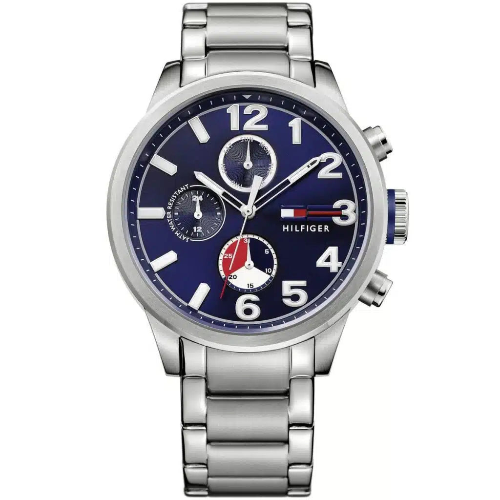 Tommy Hilfiger Jackson 1791242 46mm Men's Multi-Function Watch – Blue & Silver Stainless Steel Bracelet