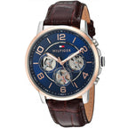 Tommy Hilfiger Keagan 1791290 44mm Men's Multi-Function Watch – Blue & Brown Genuine Leather Strap