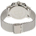 Tommy Hilfiger Keagan 1791292 44mm Men's Multi-Function Watch – Black Skeleton & Silver Stainless Steel Mesh Bracelet