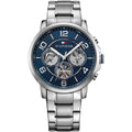 Tommy Hilfiger Keagan 1791293 44mm Men's Quartz Watch – Blue & Silver Stainless Steel Bracelet