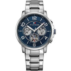 Tommy Hilfiger Keagan 1791293 44mm Men's Quartz Watch – Blue & Silver Stainless Steel Bracelet