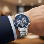 Tommy Hilfiger Keagan 1791293 44mm Men's Quartz Watch – Blue & Silver Stainless Steel Bracelet