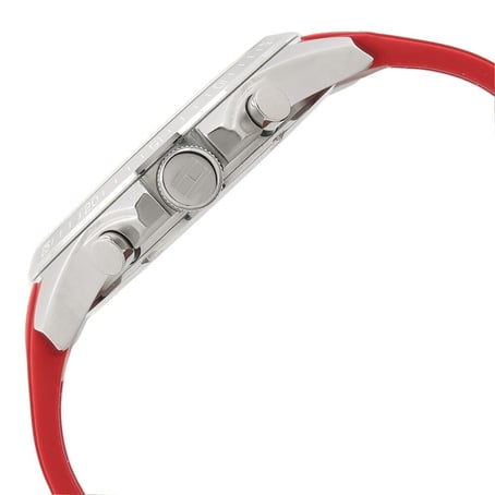Tommy Hilfiger Decker 1791351 46mm Men's Multi-Function Watch – Black & Red Silicone Strap