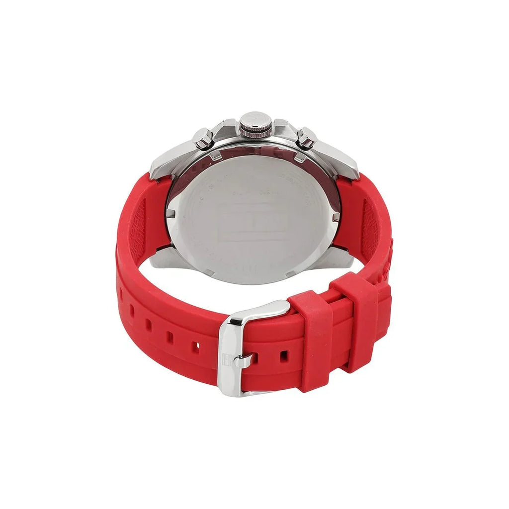 Tommy Hilfiger Decker 1791351 46mm Men's Multi-Function Watch – Black & Red Silicone Strap