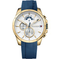 Tommy Hilfiger Decker 1791353 46mm Men's Multi-Function Watch – White & Blue Silicone Strap
