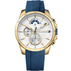 Tommy Hilfiger Decker 1791353 46mm Men's Multi-Function Watch – White & Blue Silicone Strap