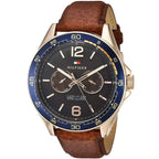 Tommy Hilfiger Erik 1791367 46mm Men's Multi-Function Watch – Brown & Blue Genuine Leather Strap