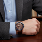 Tommy Hilfiger Erik 1791367 46mm Men's Multi-Function Watch – Brown & Blue Genuine Leather Strap