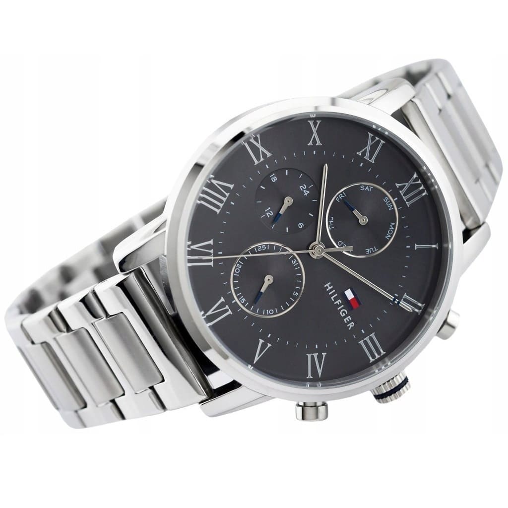 Tommy Hilfiger Kane 1791397 44mm Men's Multi-Function Watch – Grey & Silver Stainless Steel Bracelet