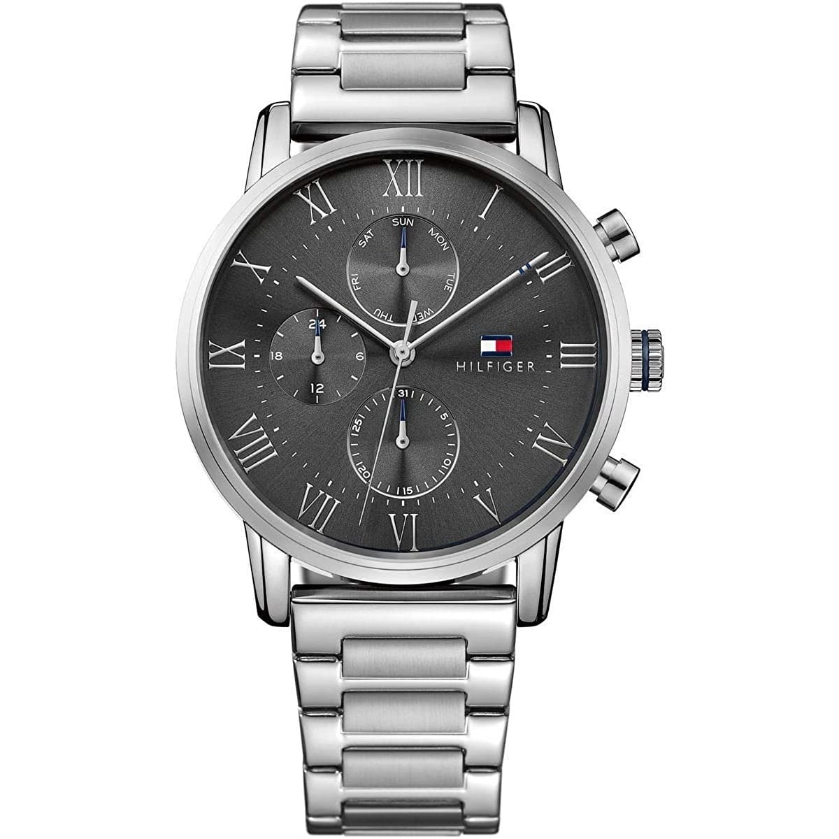 Tommy Hilfiger Kane 1791397 44mm Men's Multi-Function Watch – Grey & Silver Stainless Steel Bracelet