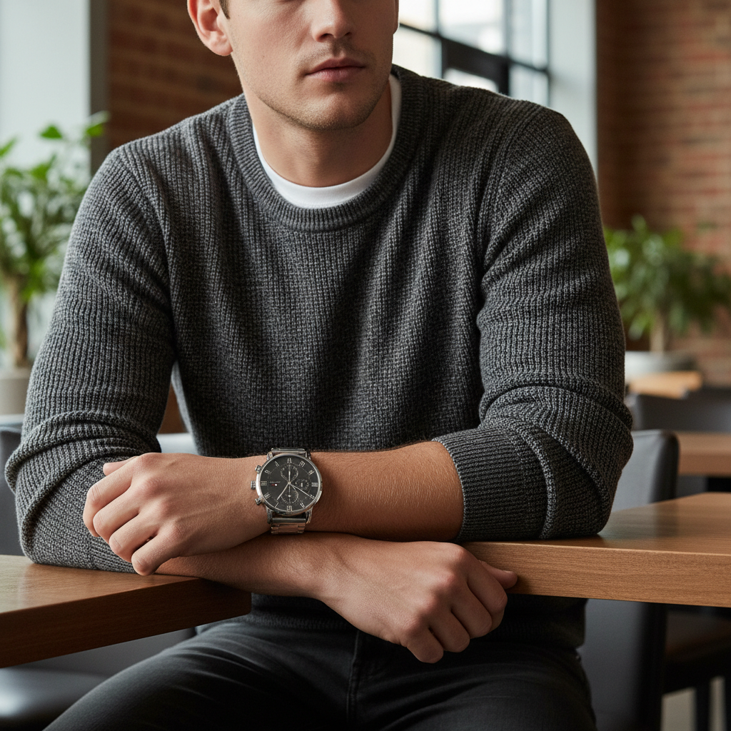 Tommy Hilfiger Kane 1791397 44mm Men's Multi-Function Watch – Grey & Silver Stainless Steel Bracelet