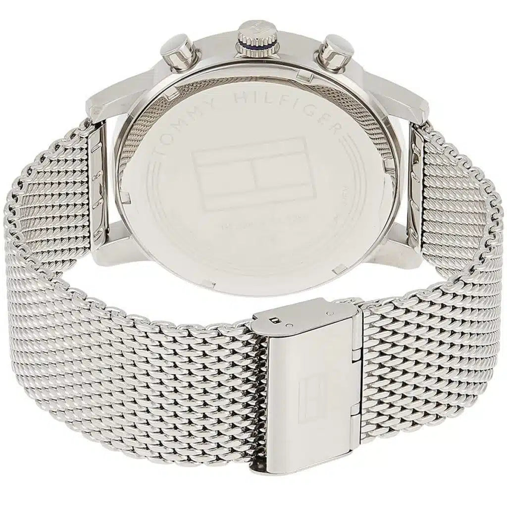 Tommy Hilfiger Kane 1791398 44mm Men's Multi-Function Watch – Blue & Silver Stainless Steel Mesh Bracelet