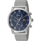 Tommy Hilfiger Kane 1791398 44mm Men's Multi-Function Watch – Blue & Silver Stainless Steel Mesh Bracelet