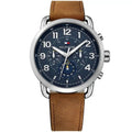 Tommy Hilfiger Briggs 1791424 46mm Men's Multi-Function Watch – Navy Blue & Brown Genuine Leather Strap